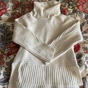 Anthropologie Cream Ribbed Turtleneck